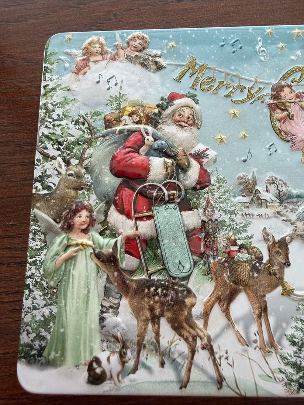 Vintage German Embossed Christmas Tin Santa